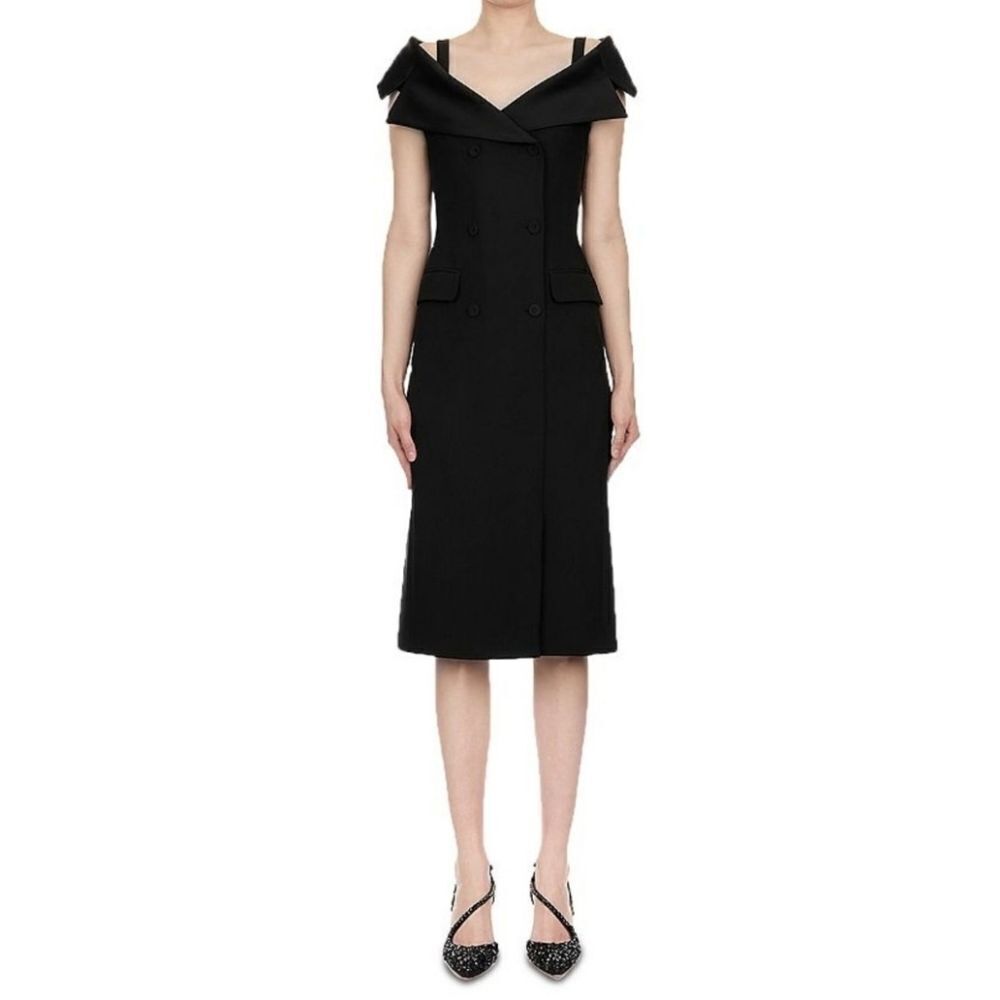 Alberta Ferretti Cold Shoulder Crepe Midi Dress